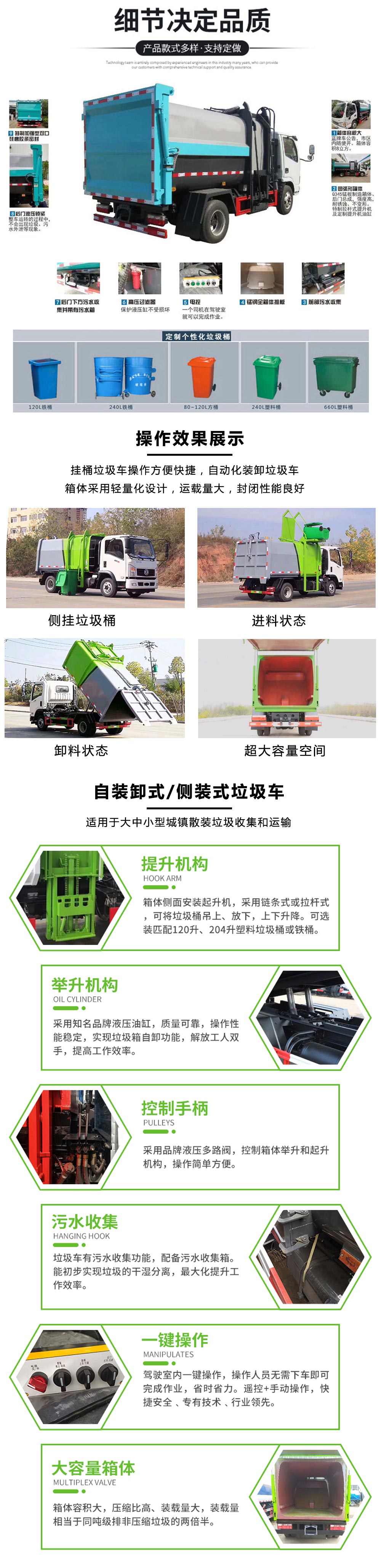 國六3方 藍(lán)牌唐駿歐鈴 掛桶垃圾車